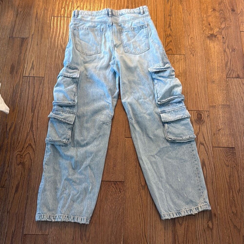 Zara high rise baggy cargo wide leg jeans size 8 - Picture 10 of 13